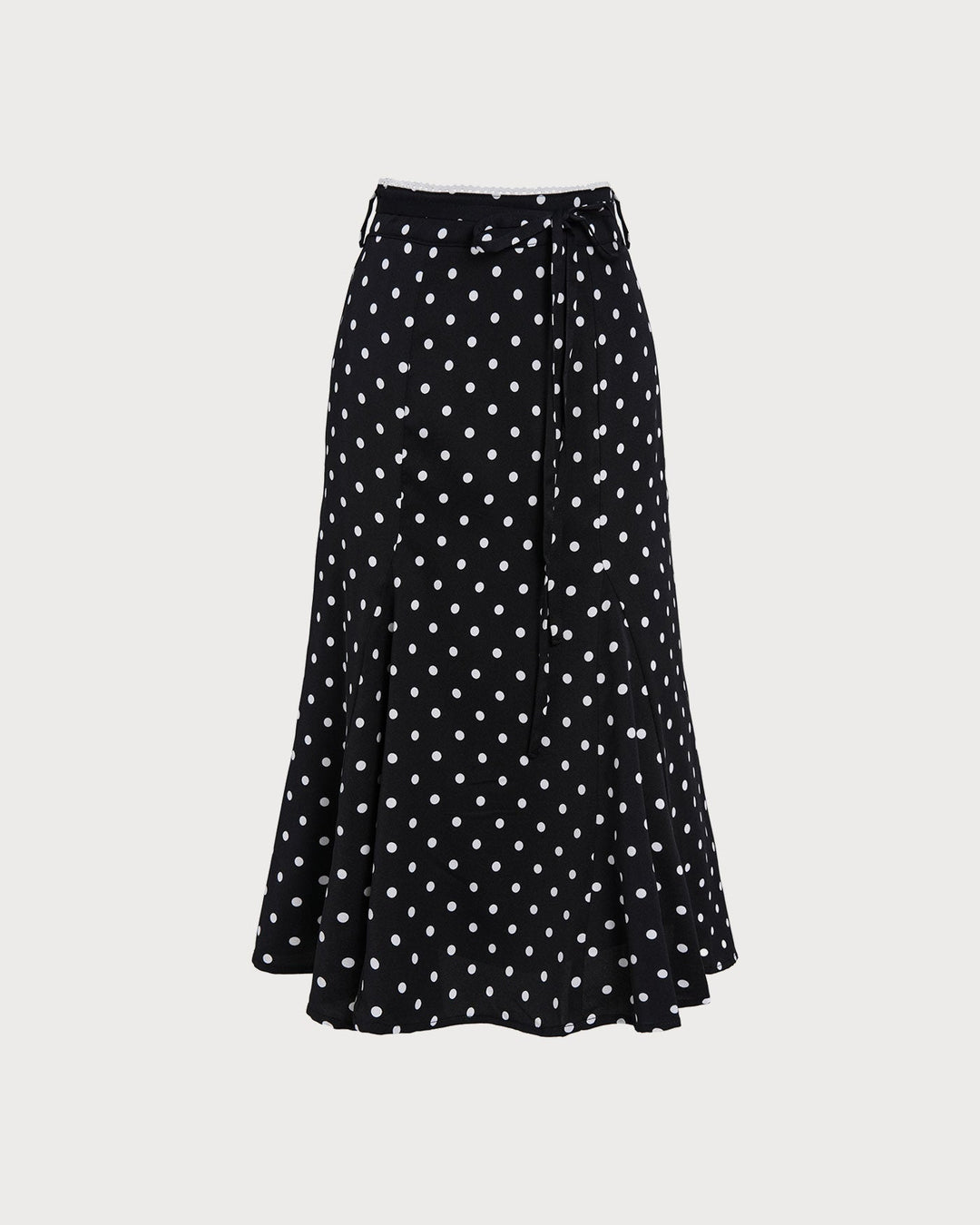 Black Polka Dot Mermaid Midi Skirt