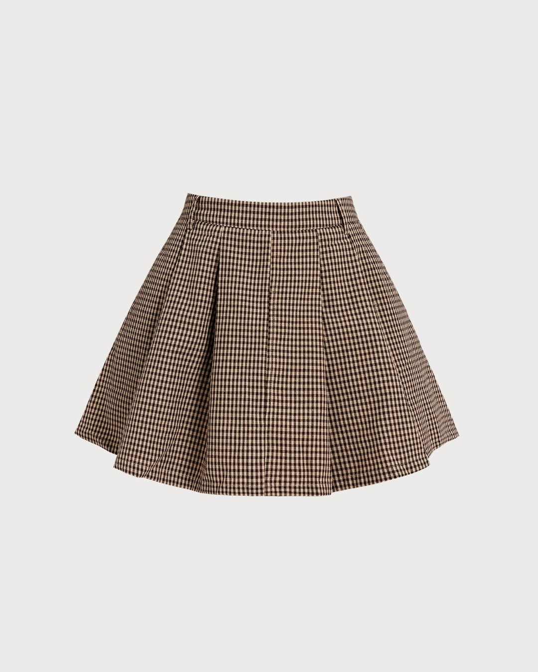 Brown Plaid Ruched Skirt