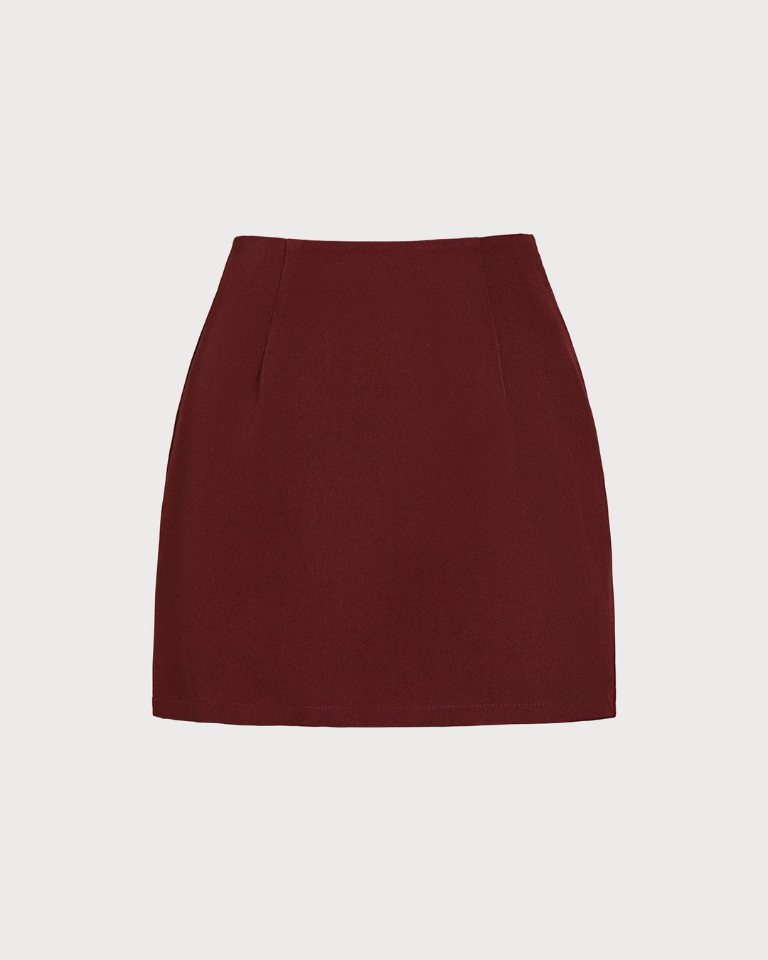 Wine Red Natural Waisted A-Line Mini Skirt