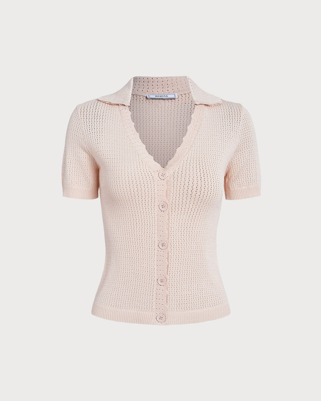 The Nude V Neck Button Pointelle Knit Tee