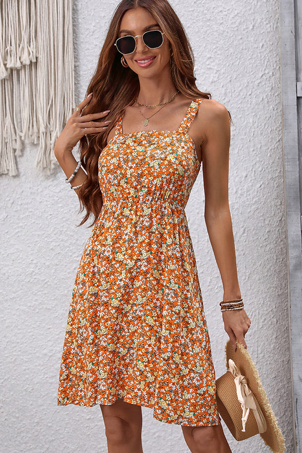 Floral Print Sleeveless Casual Mini Dress