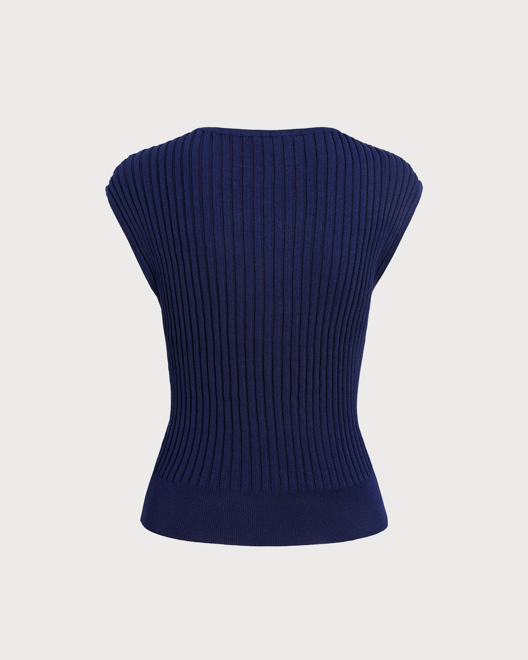 The Blue Boat Neck Ribbed Cap Sleeve Knit Tee