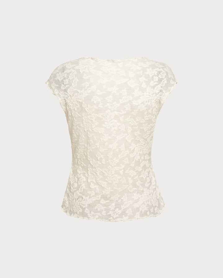 Beige Textured See Through Tee