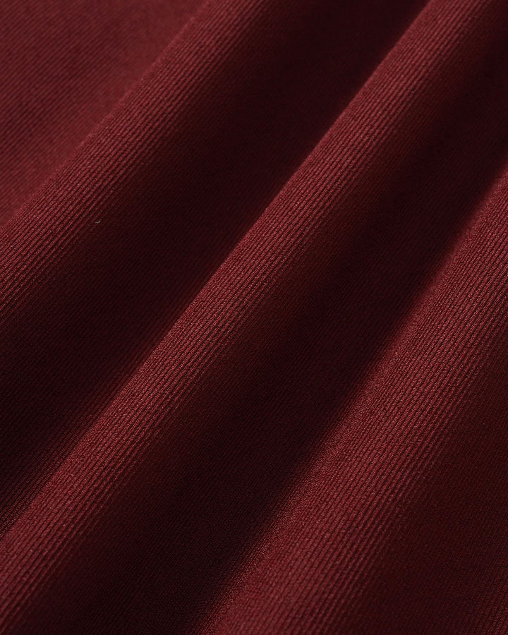 Wine Red Natural Waisted A-Line Mini Skirt