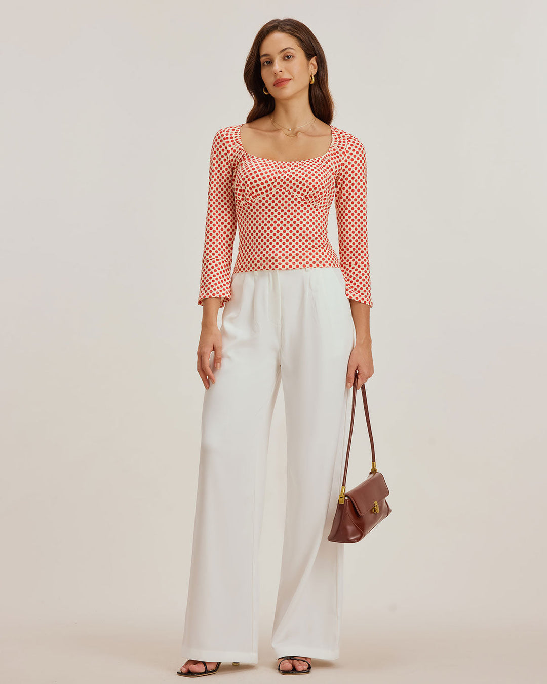 Red Polka Dot U-Neck Bell Sleeve Tee