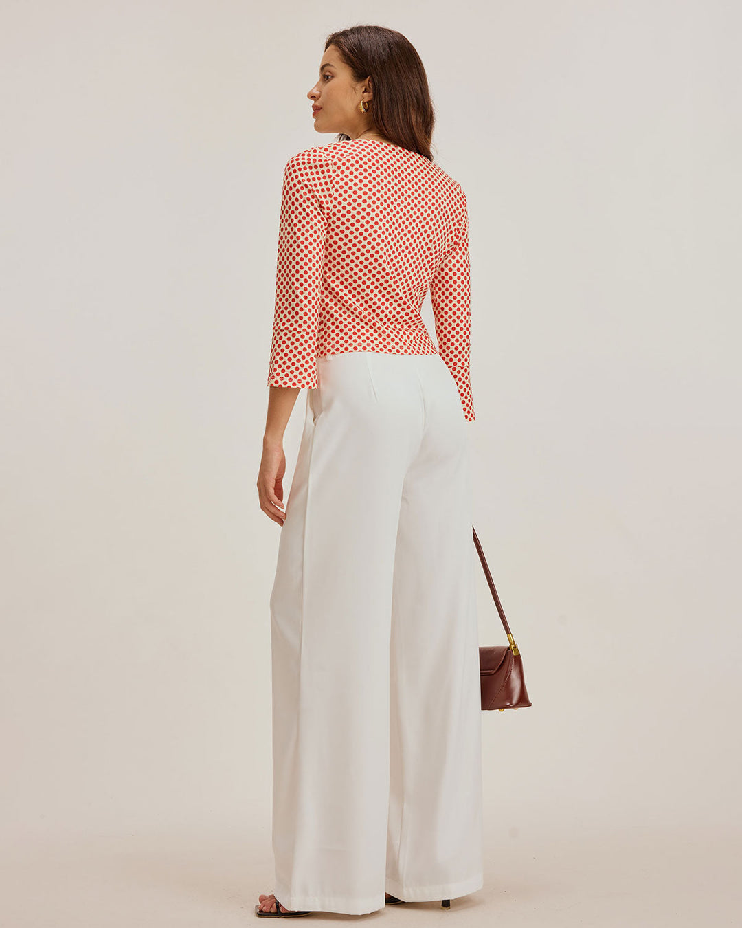 Red Polka Dot U-Neck Bell Sleeve Tee