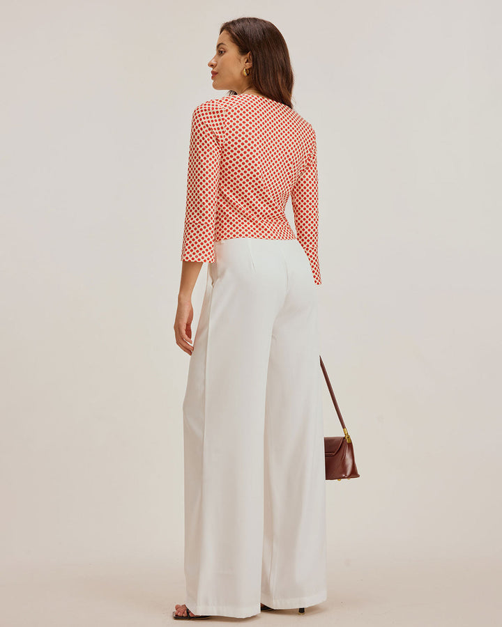 Red Polka Dot U-Neck Bell Sleeve Tee