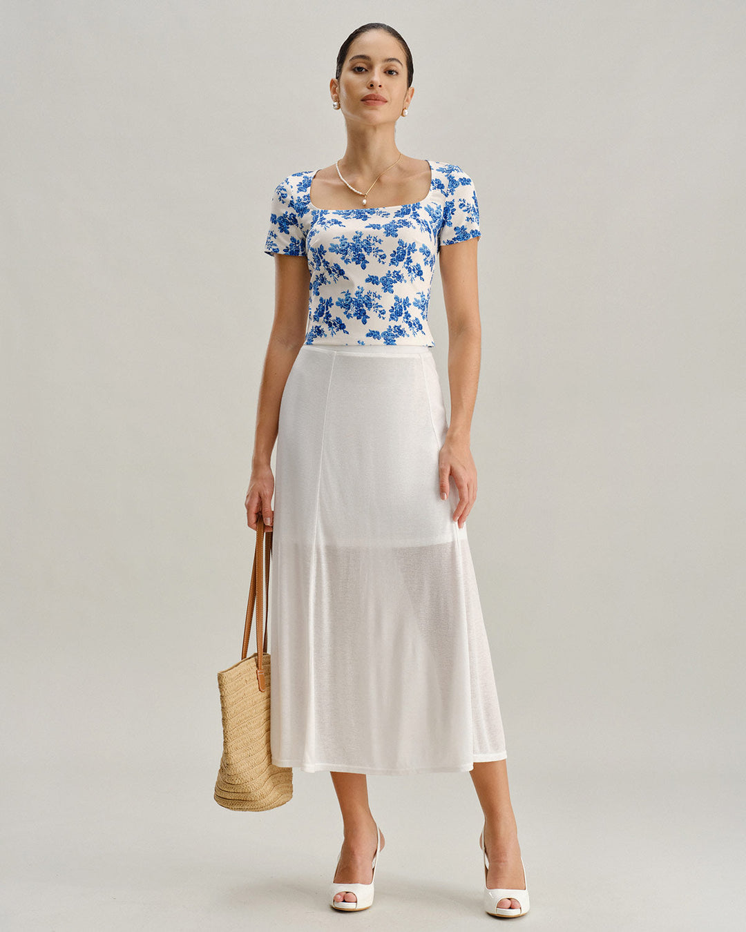 Blue Floral Short Sleeve T-Shirt