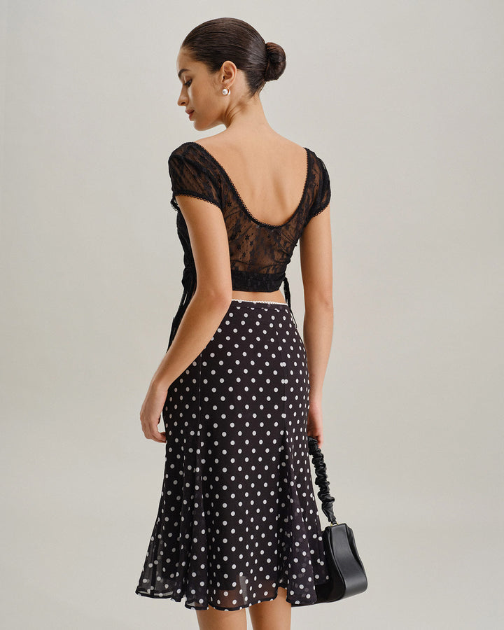 Black Mesh Cropped Tee