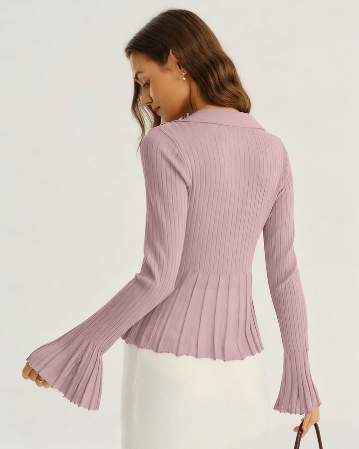 Purple Bell Sleeve Knit Cardigan