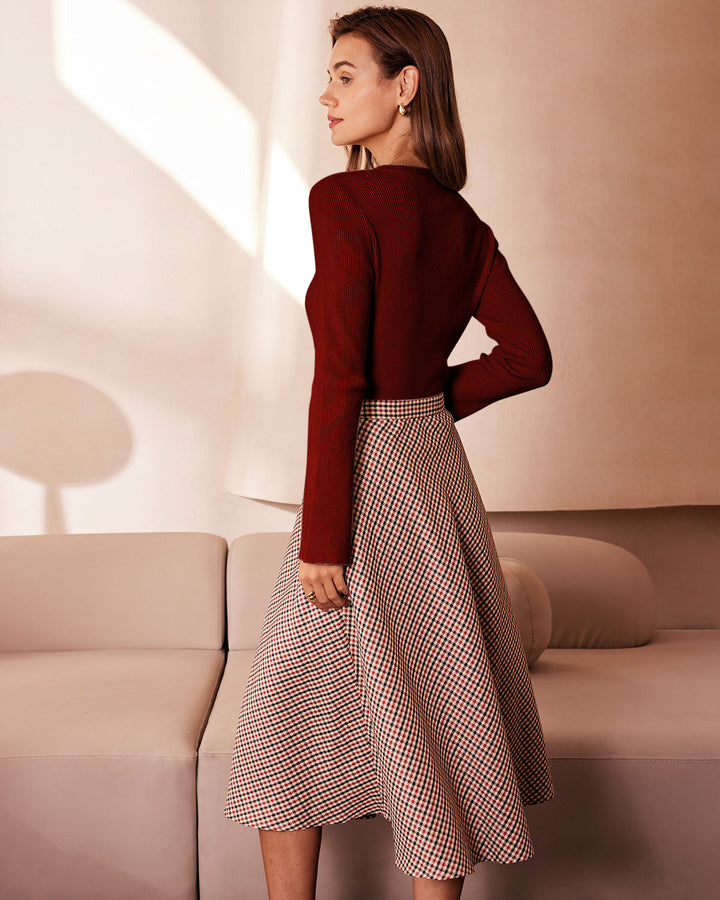 Red Bell Sleeve Ribbed Knit Tee