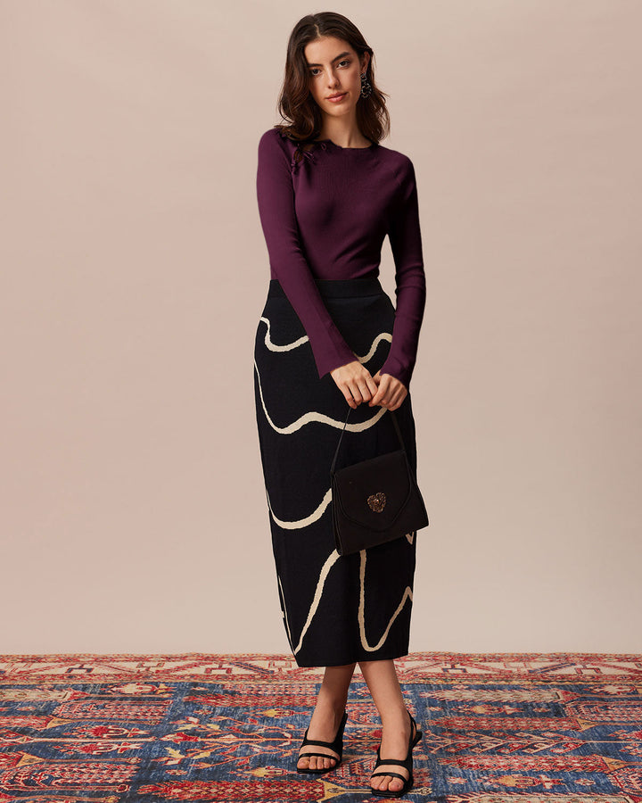 Purple Bell Sleeve Knit Tee