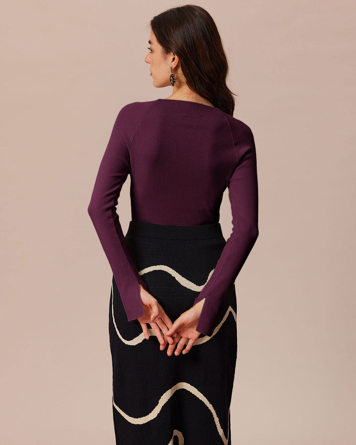 Purple Bell Sleeve Knit Tee