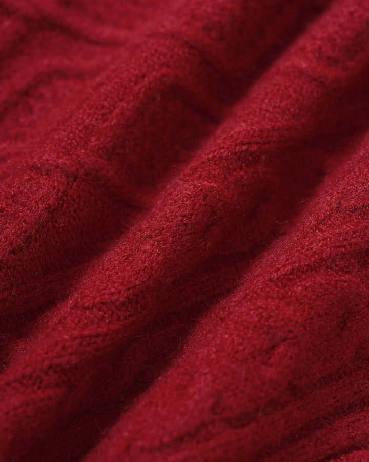 Red V Neck Knit Sweater