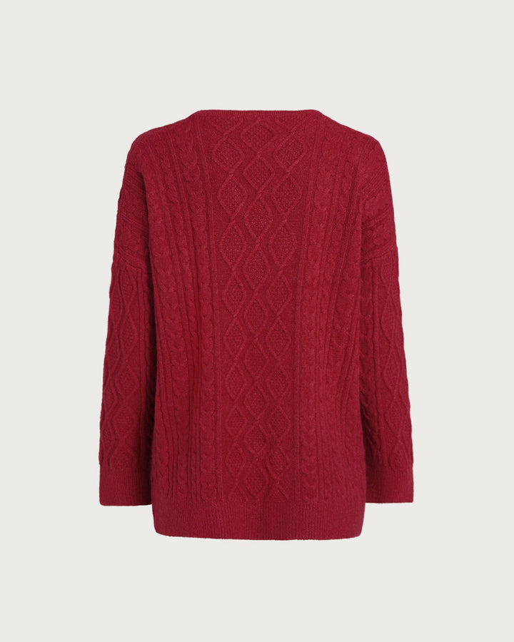 Red V Neck Knit Sweater
