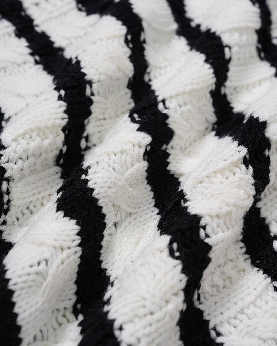 White Striped Button Knit Cardigan