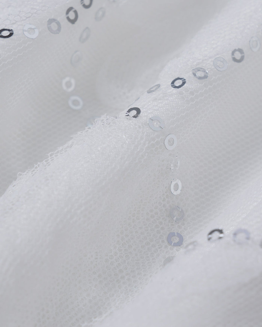 White Floral Sequins Mini Skirt