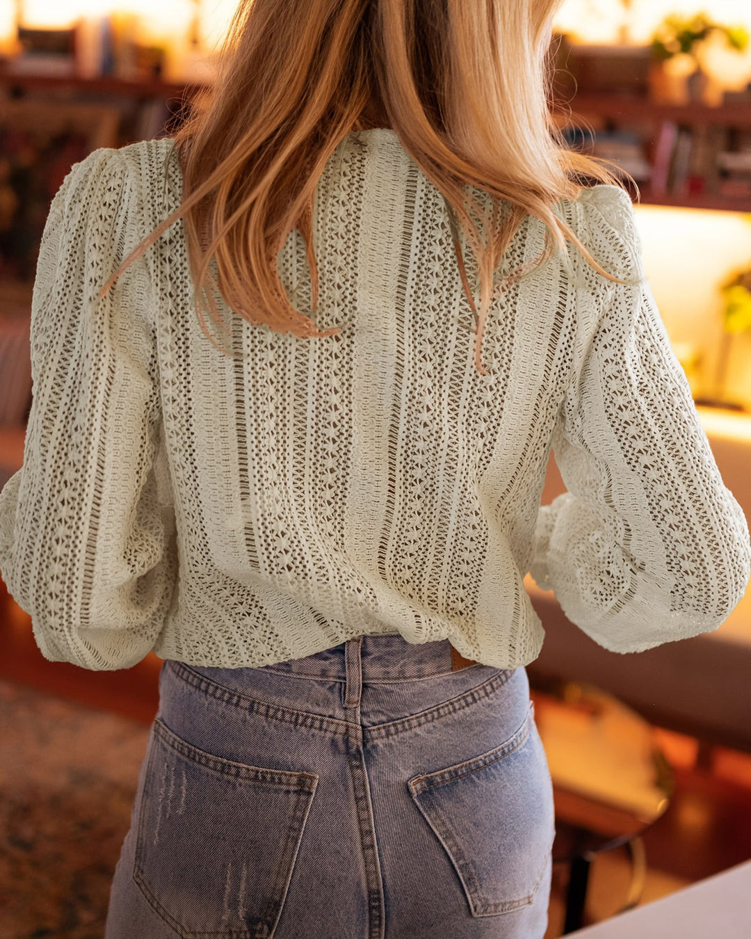 Apricot Bishop Sleeve V Neck Tee