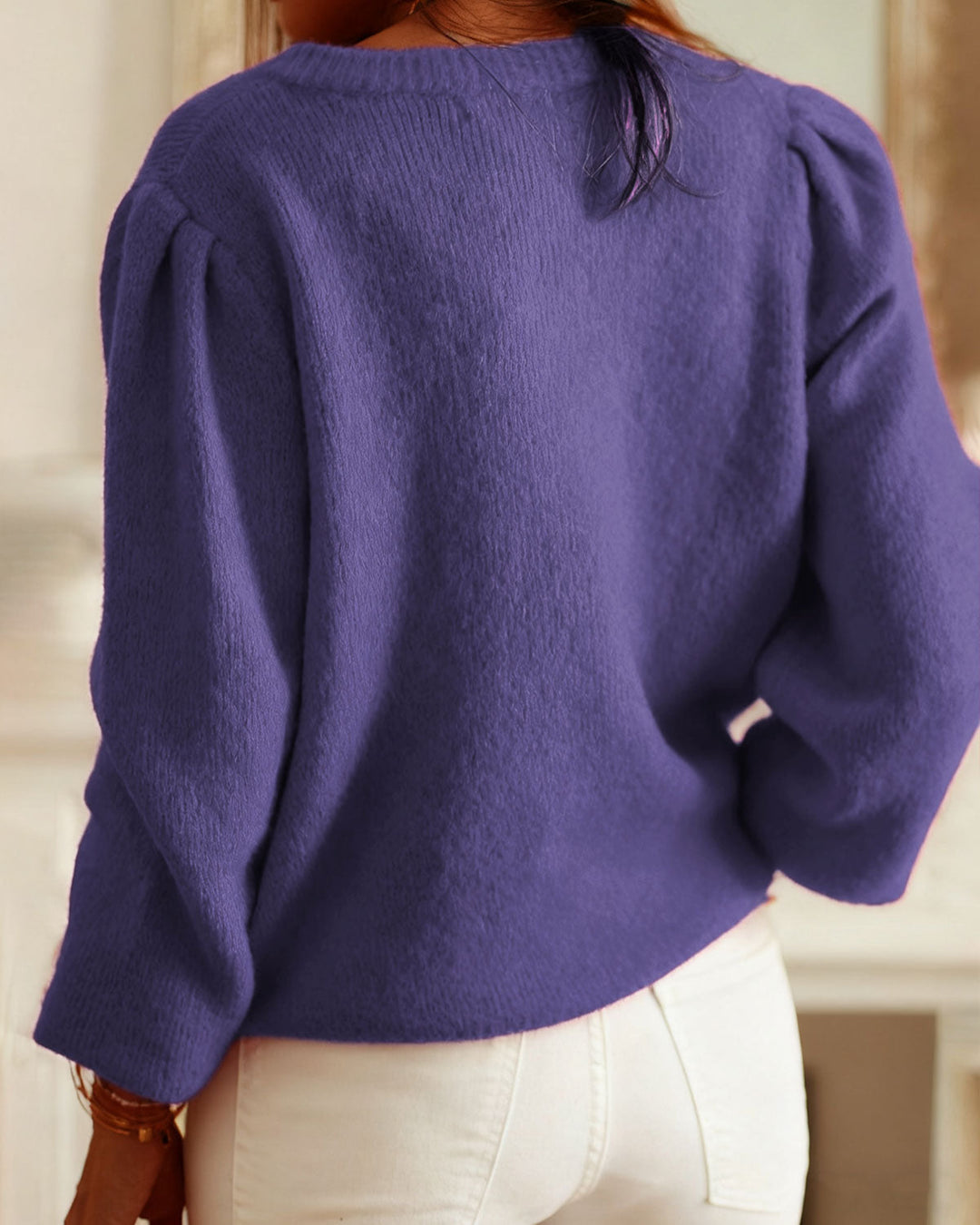 Purple Single Breasted Winter Knit Cardigan