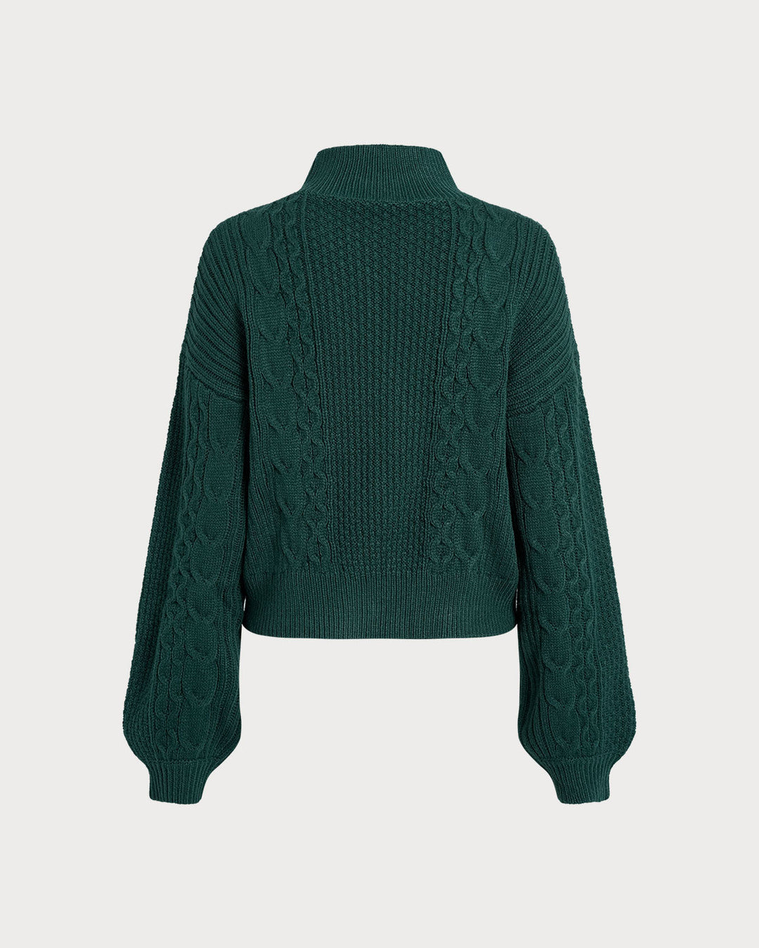 Green Mock Neck Lantern Sleeve Sweater