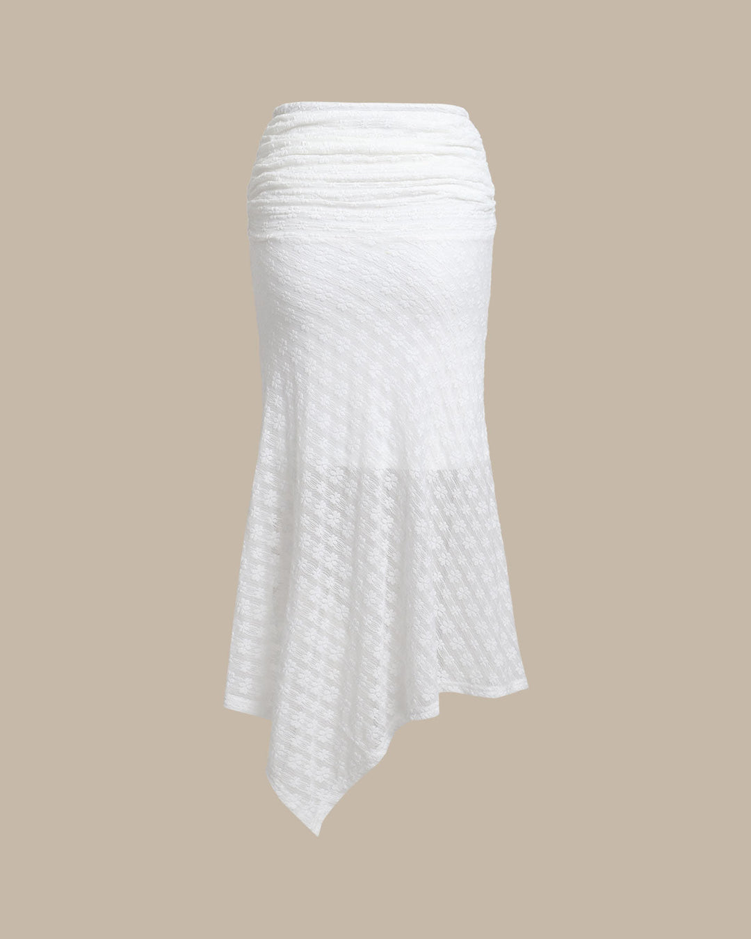 White Jacquard Mermaid Midi Skirt