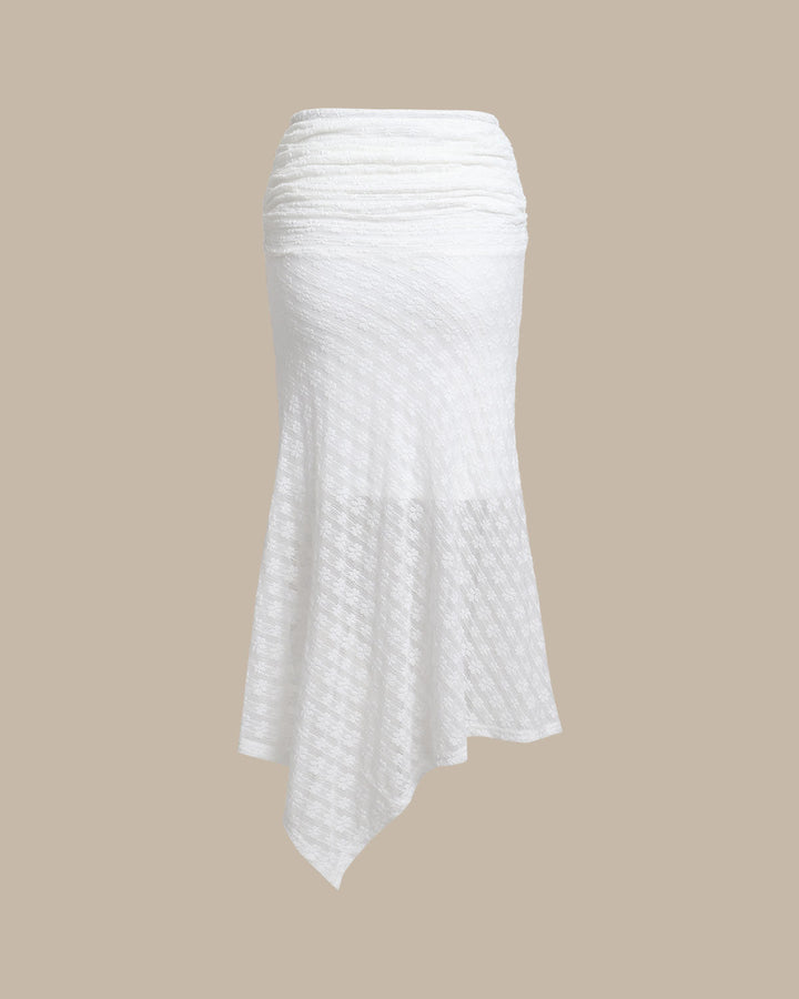 White Jacquard Mermaid Midi Skirt