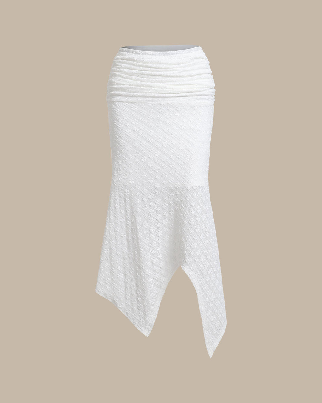 White Jacquard Mermaid Midi Skirt