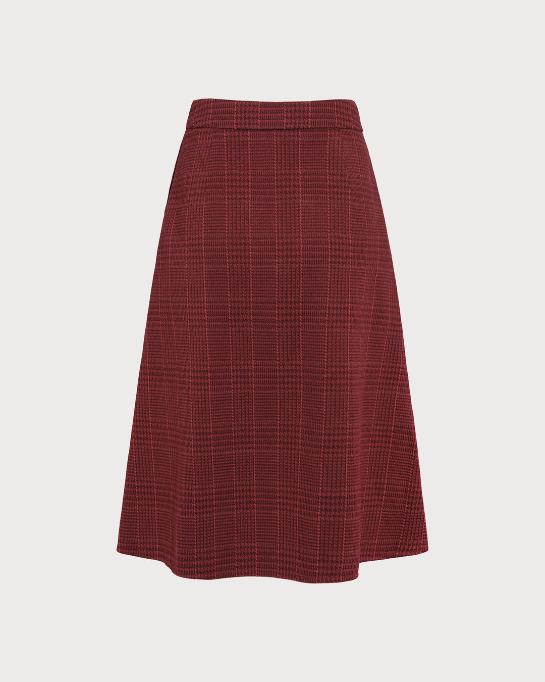 Red Plaid A-Line Midi Skirt
