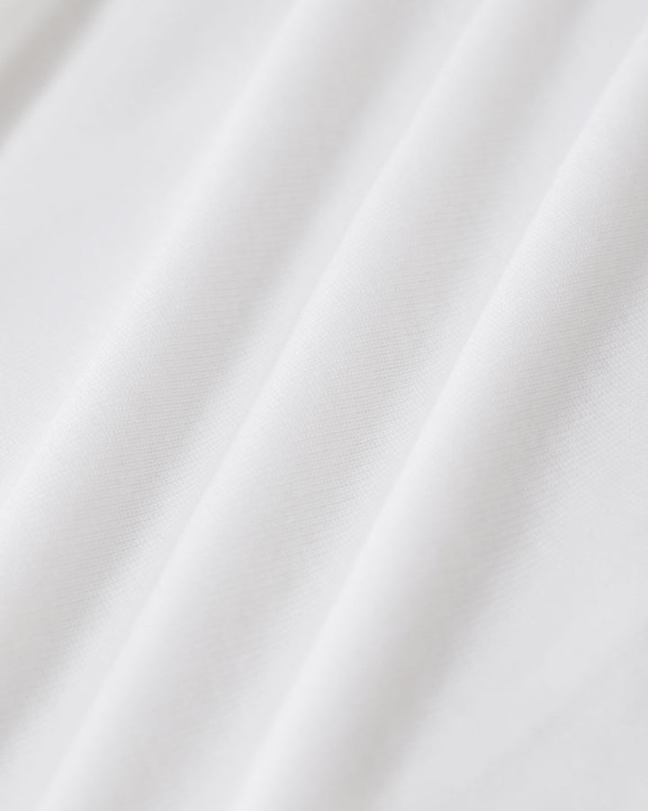 White Elastic Waist Straight Midi Skirt