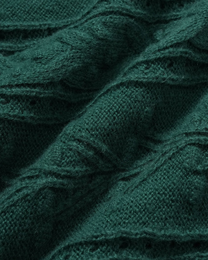 Green Scalloped Lantern Sleeve Sweater