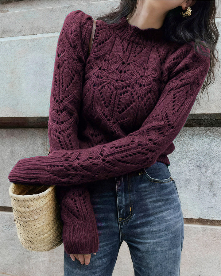Wine Red Cut Out Sweater
