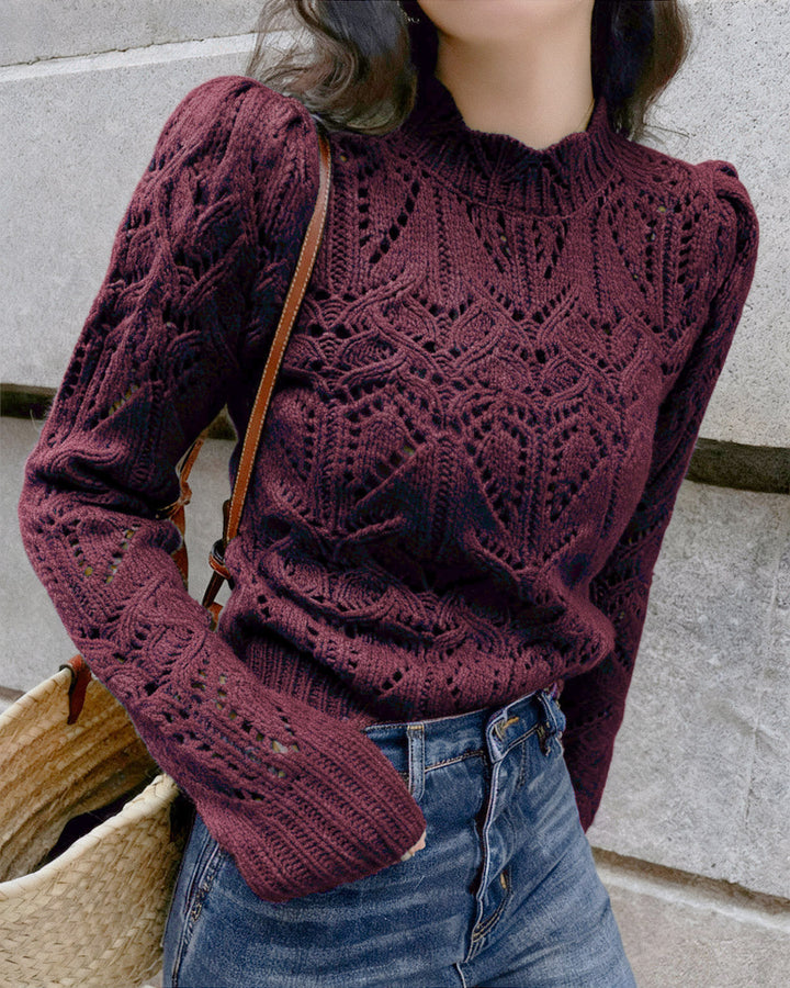 Wine Red Cut Out Sweater