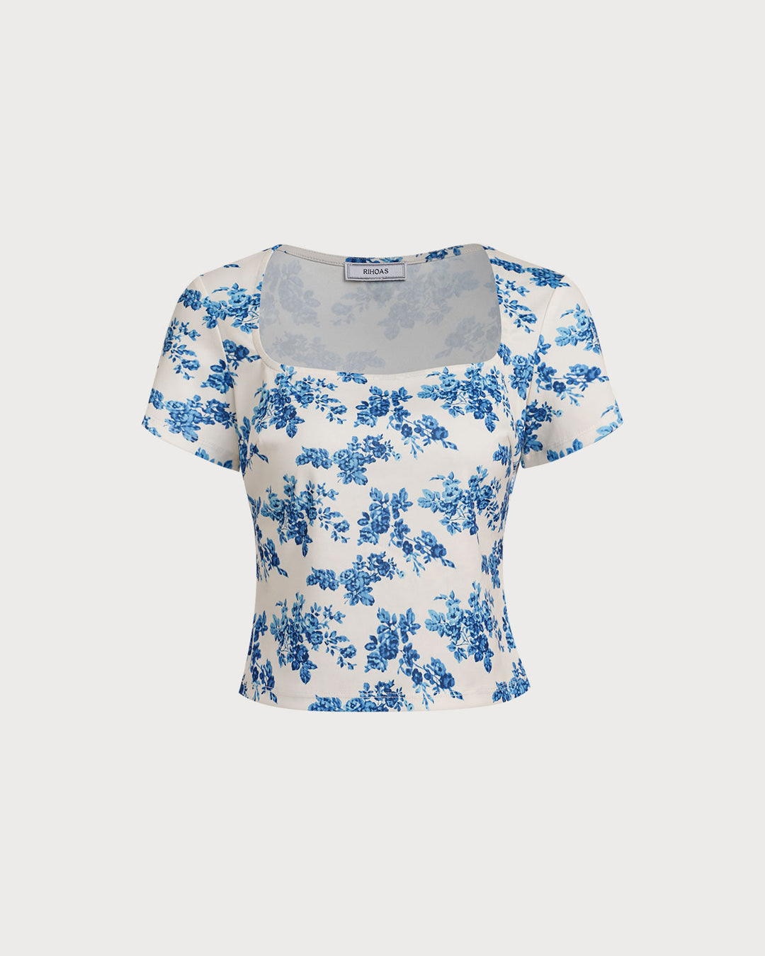 Blue Floral Short Sleeve T-Shirt