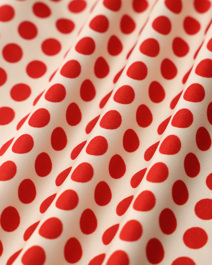 Red Polka Dot U-Neck Bell Sleeve Tee
