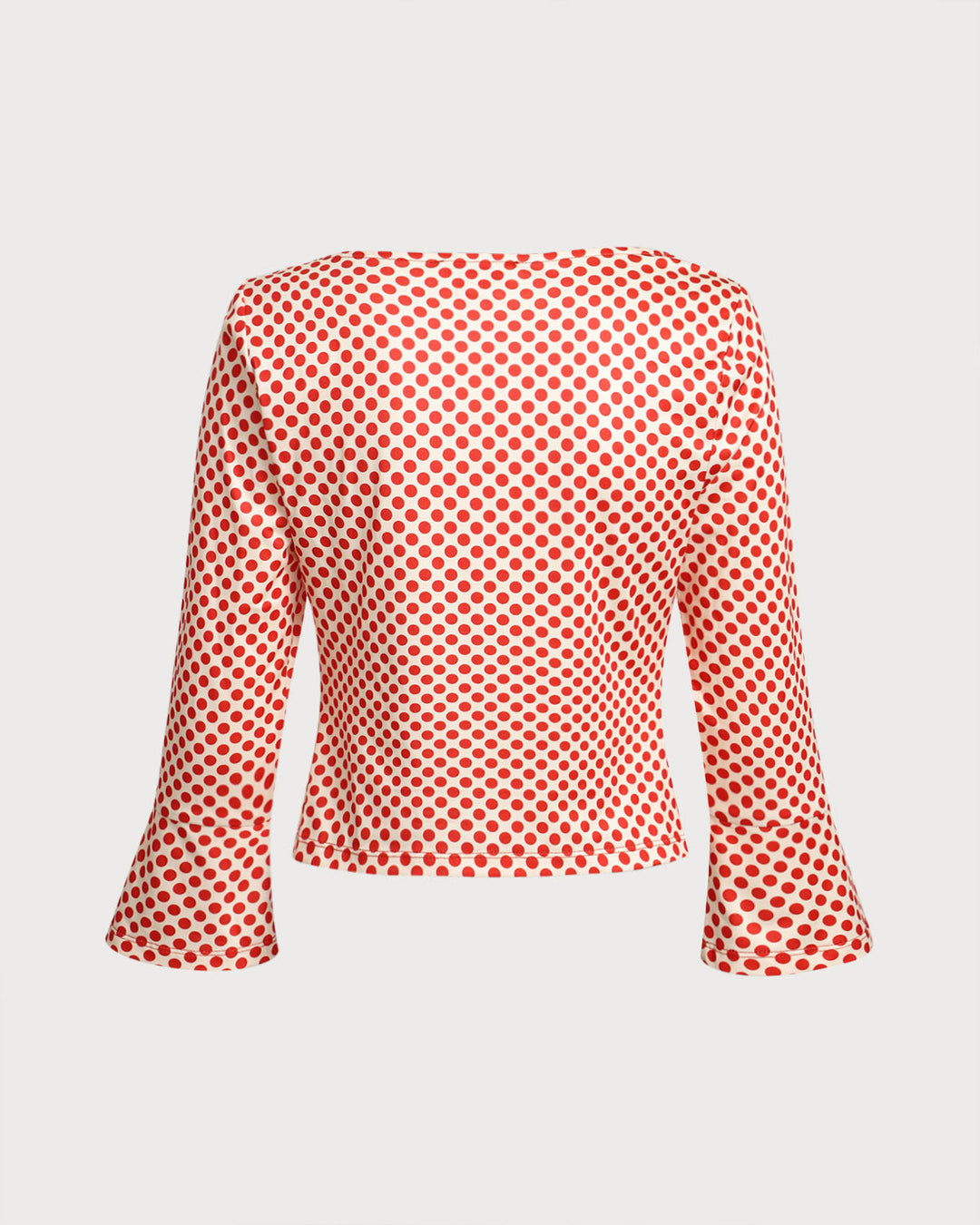 Red Polka Dot U-Neck Bell Sleeve Tee