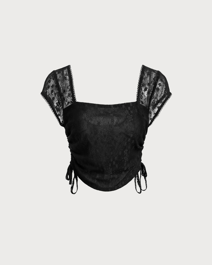 Black Mesh Cropped Tee