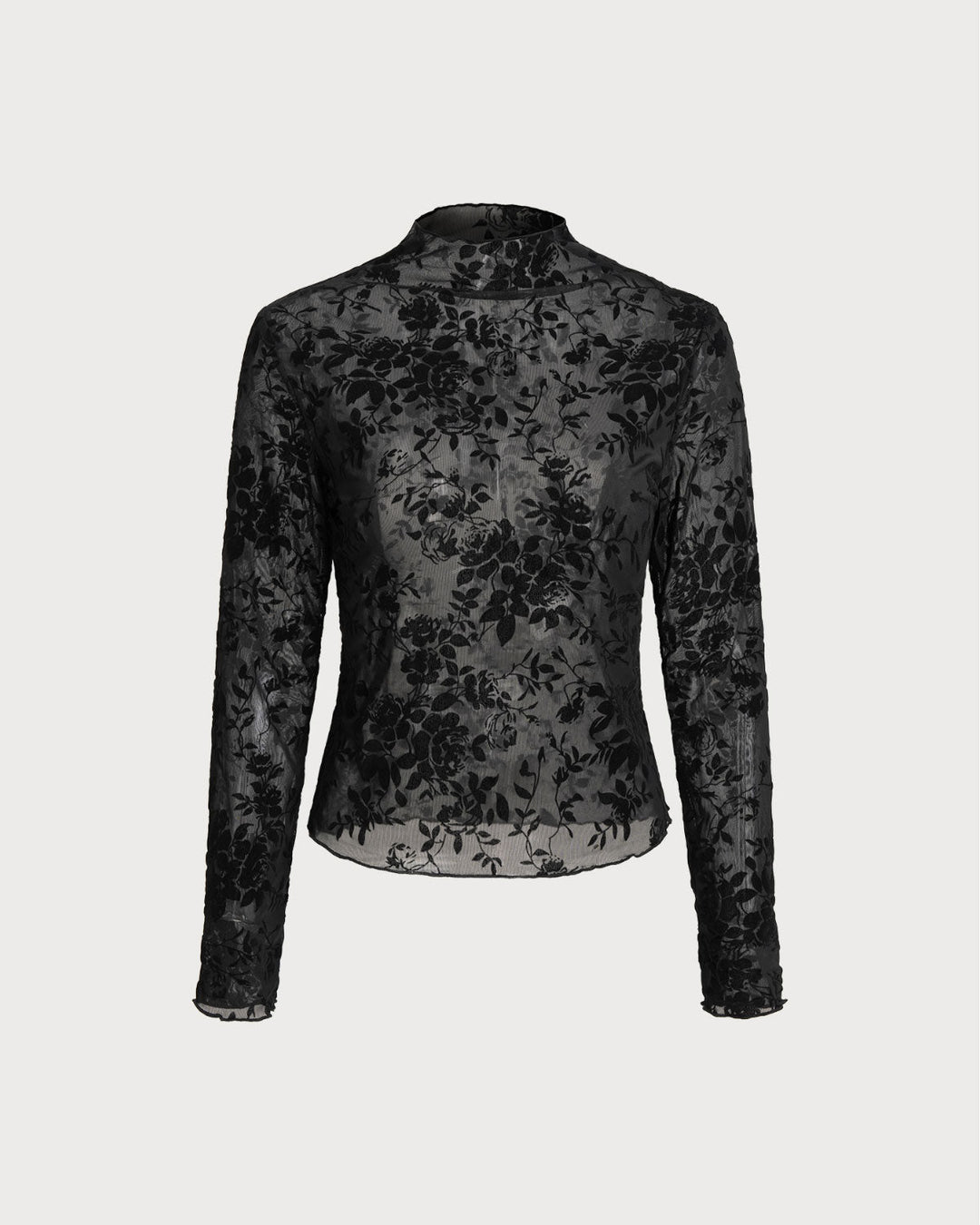 Black Floral See-through Tee