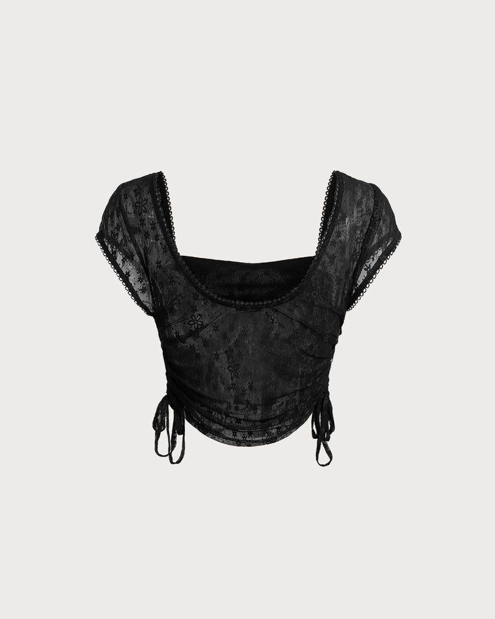 Black Mesh Cropped Tee