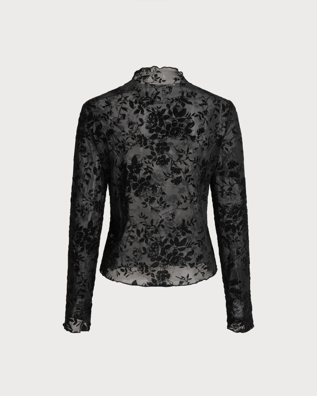 Black Floral See-through Tee