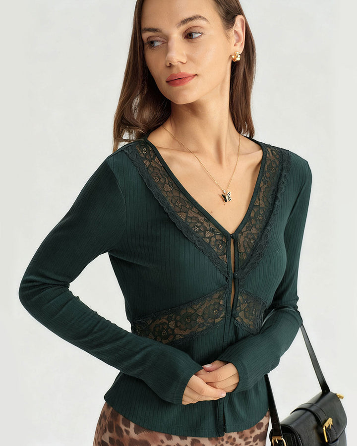 Green See Through Slim Knit Tee