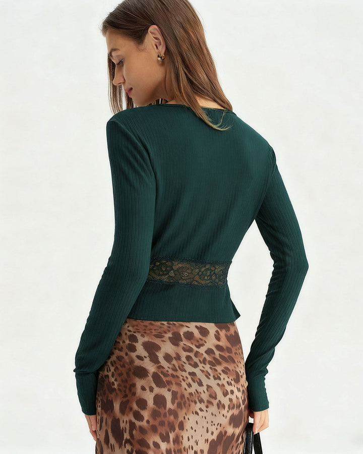 Green See Through Slim Knit Tee