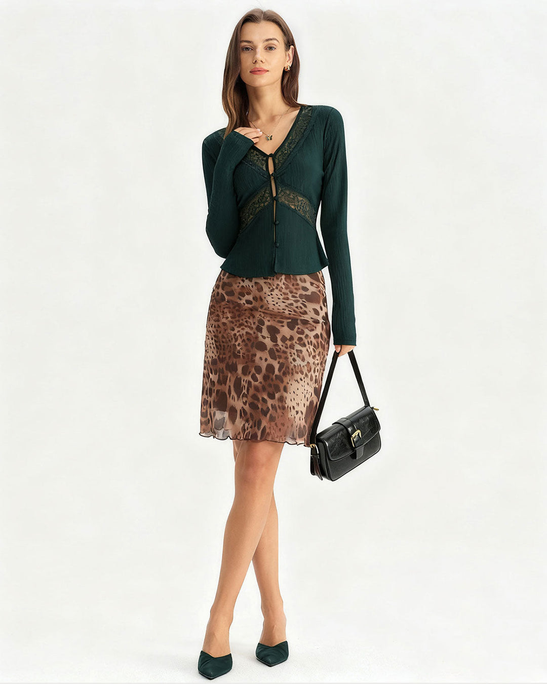 Green See Through Slim Knit Tee