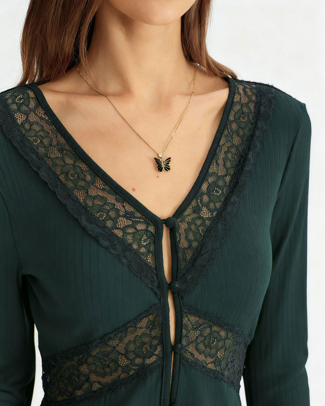 Green See Through Slim Knit Tee