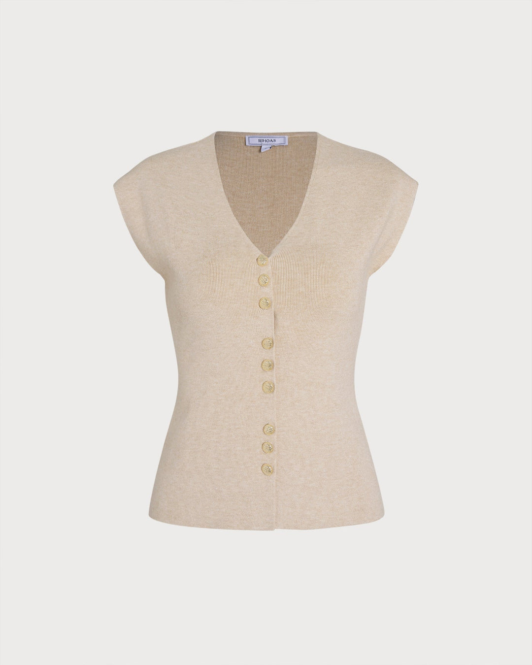 Khaki Single Breasted V Neck Cardigan