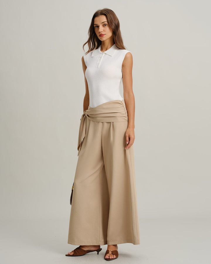 White Cap Sleeve Ribbed Knit Tee