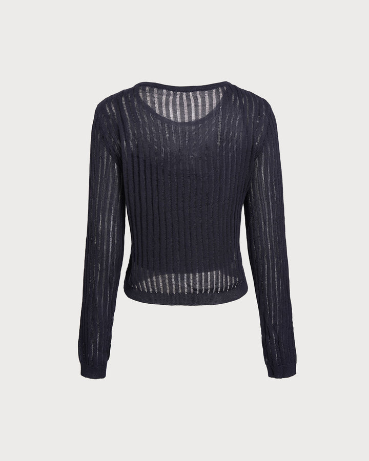 Navy Pullover Sweater Two-Piece Set