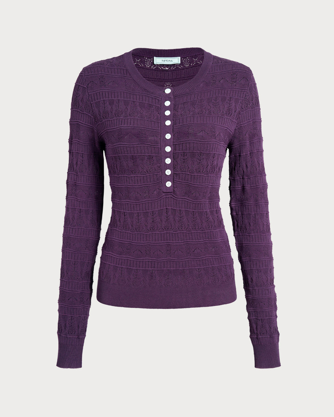Purple Textured Slim Knit Tee