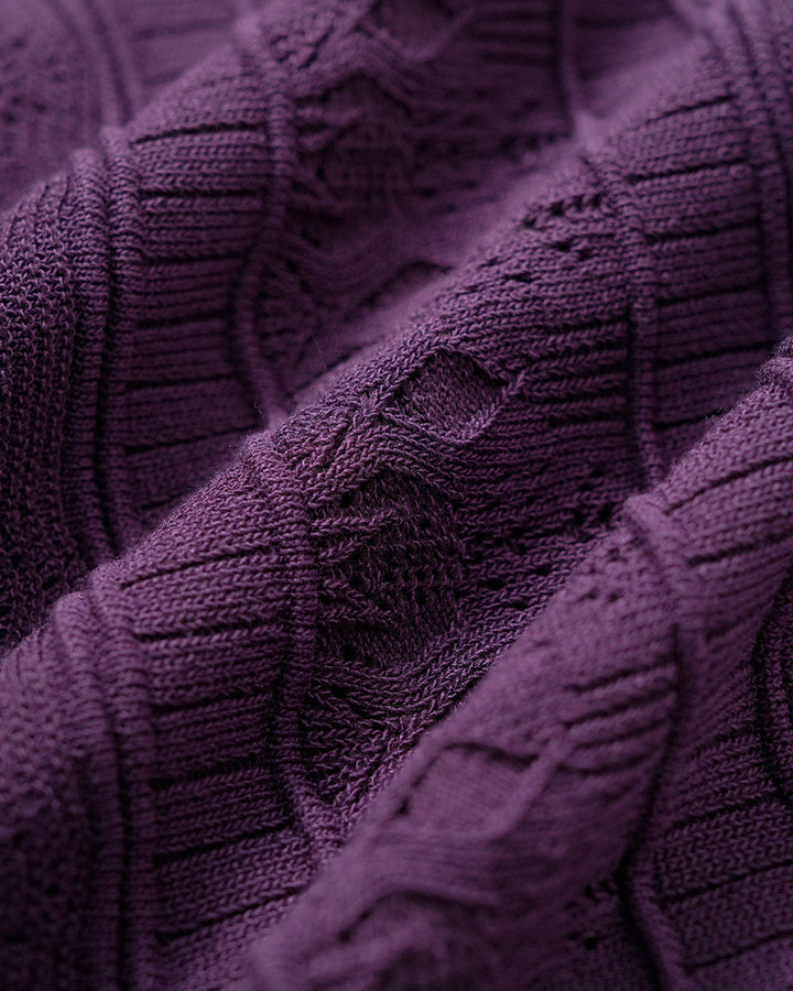 Purple Textured Slim Knit Tee