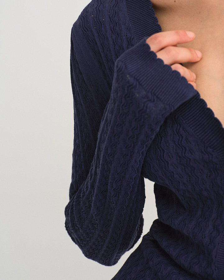 Navy V Neck Knit Cardigan