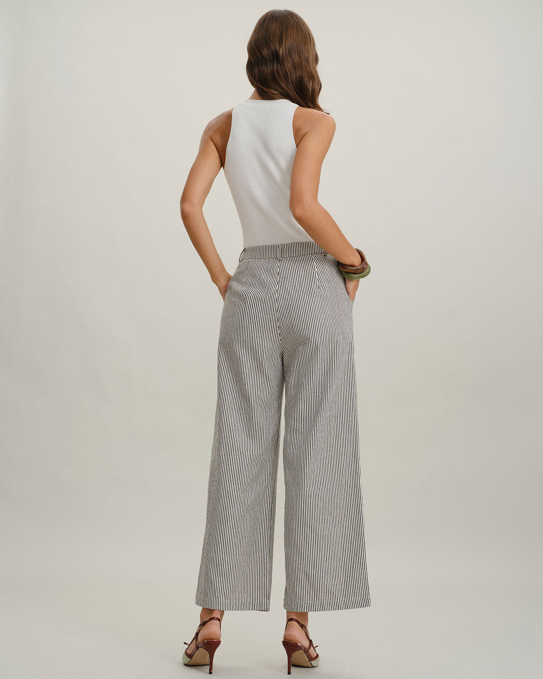 White Mock Neck Cut Out Knit Tee